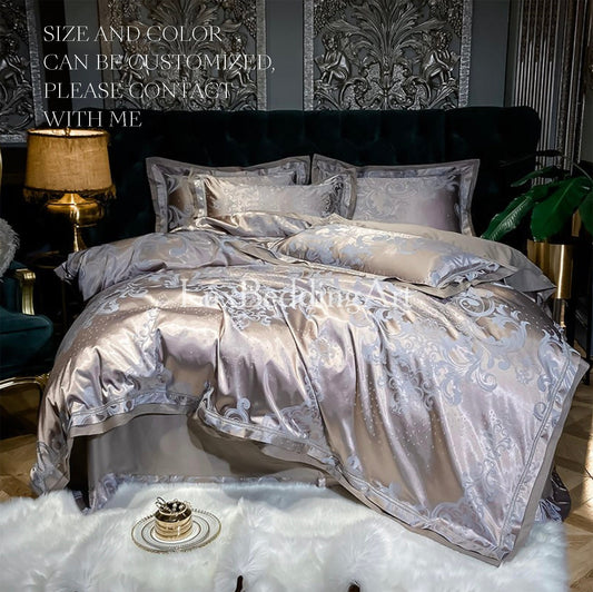 Luxury Elegant Silk Sateen Cotton Delicate Jacquard Silky Soft Bedding Set • Duvet Cover Set • Bed Sheet • Pillowcases