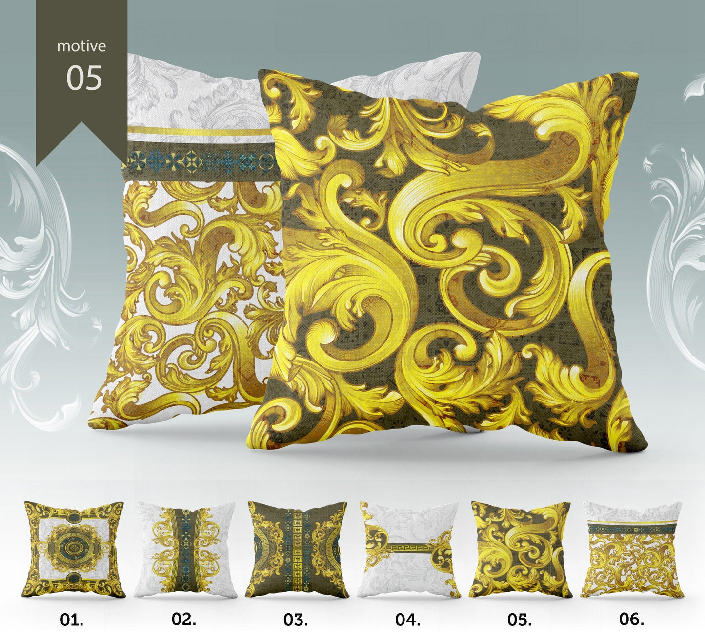 "Oda" cushion covers set • Art Gift • exclusive baroque retro design pillow covers • different sizes