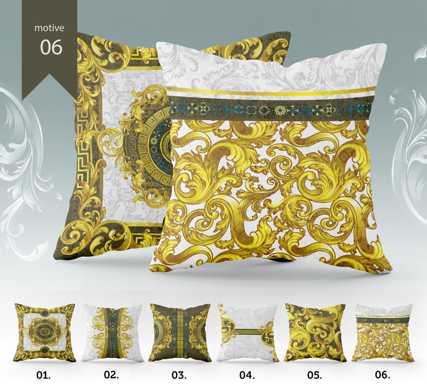 "Oda" cushion covers set • Art Gift • exclusive baroque retro design pillow covers • different sizes