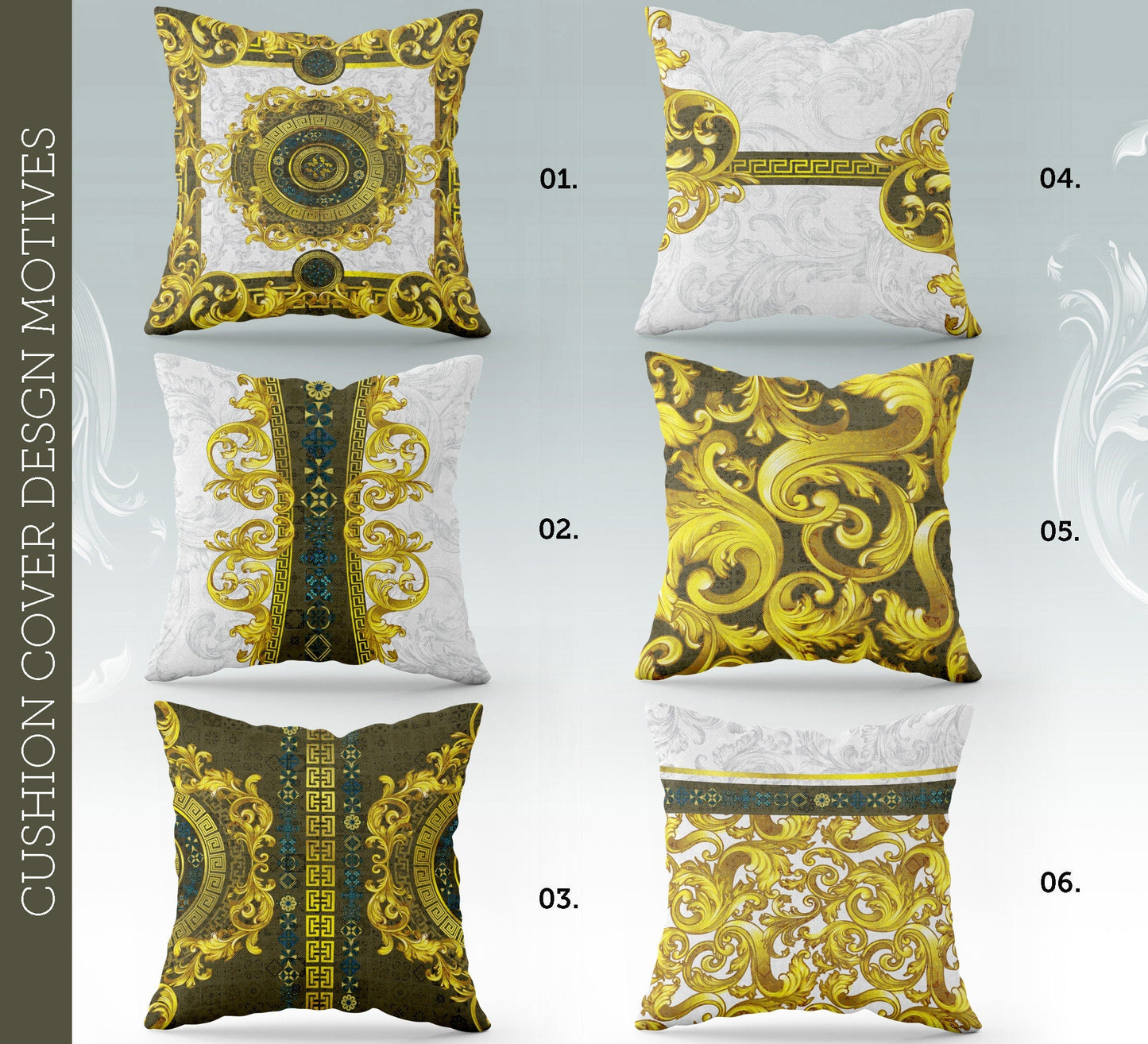 "Oda" cushion covers set • Art Gift • exclusive baroque retro design pillow covers • different sizes