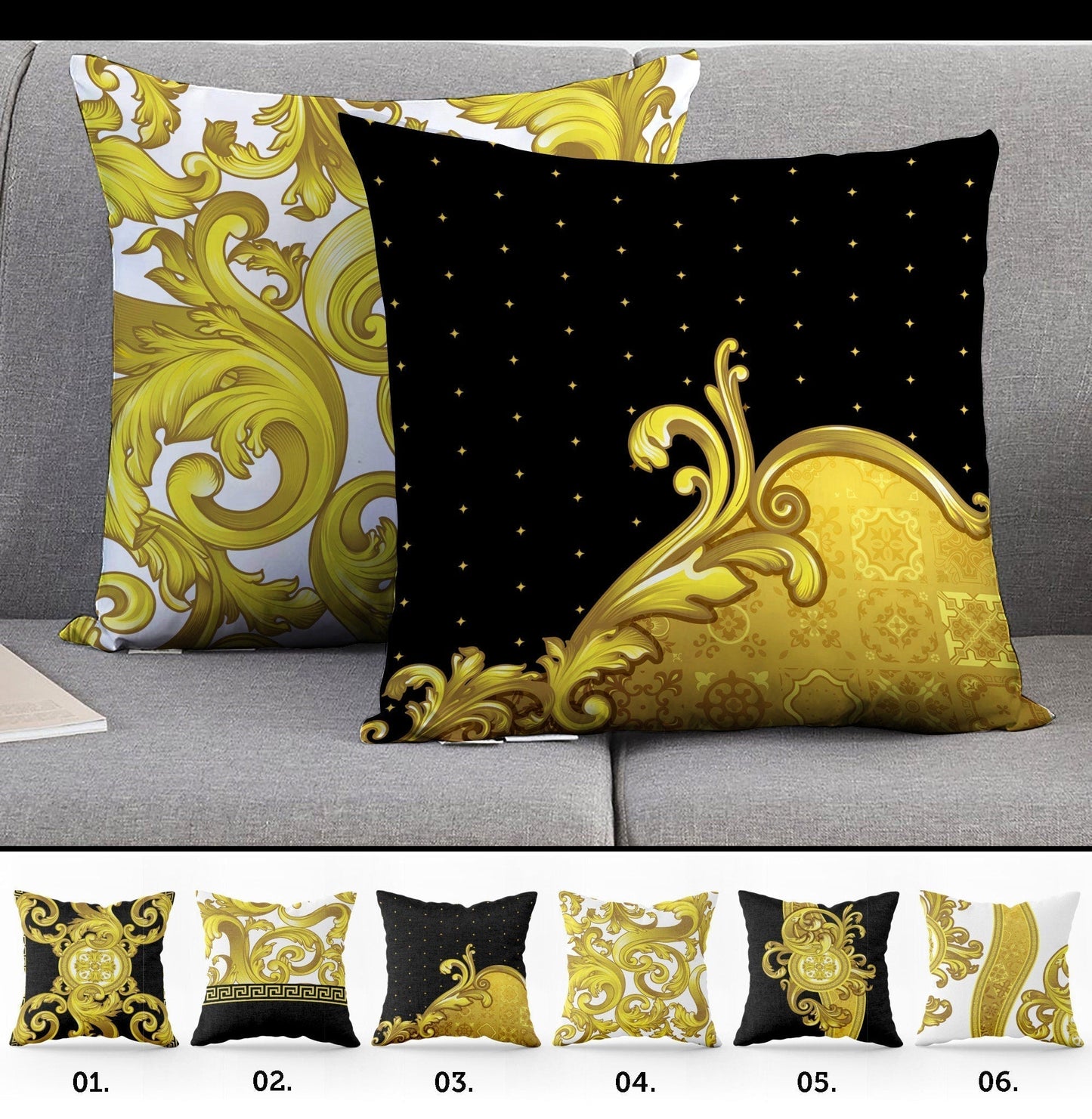 "Edward" cushion covers set • Art Gift • exclusive baroque retro design pillow covers • different sizes