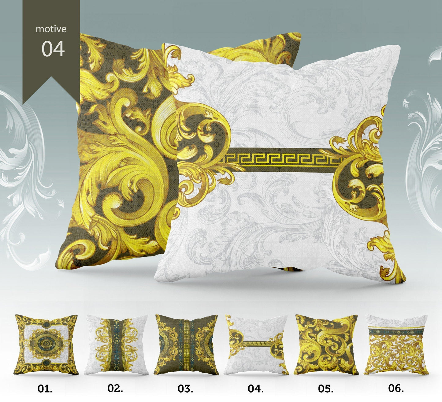 "Oda" cushion covers set • Art Gift • exclusive baroque retro design pillow covers • different sizes