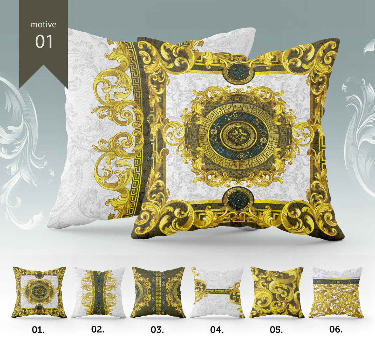 "Oda" cushion covers set • Art Gift • exclusive baroque retro design pillow covers • different sizes