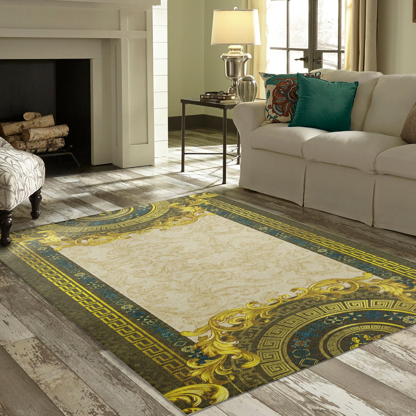 RUG • Carpet • Baroque Eccentric Personalised designs Ancient Greek black Carpet for home decoration