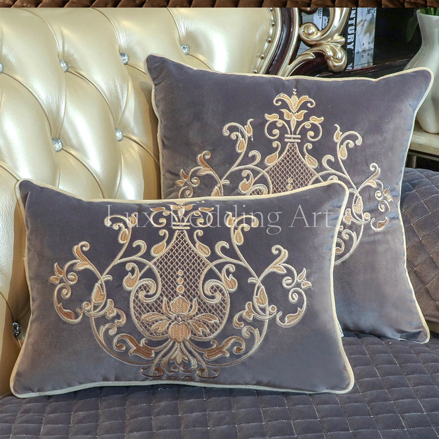 LUXURY Decorative Embroidery European design cushion cover pillow case • Velvet Pillow cover • hight quality • 2 size