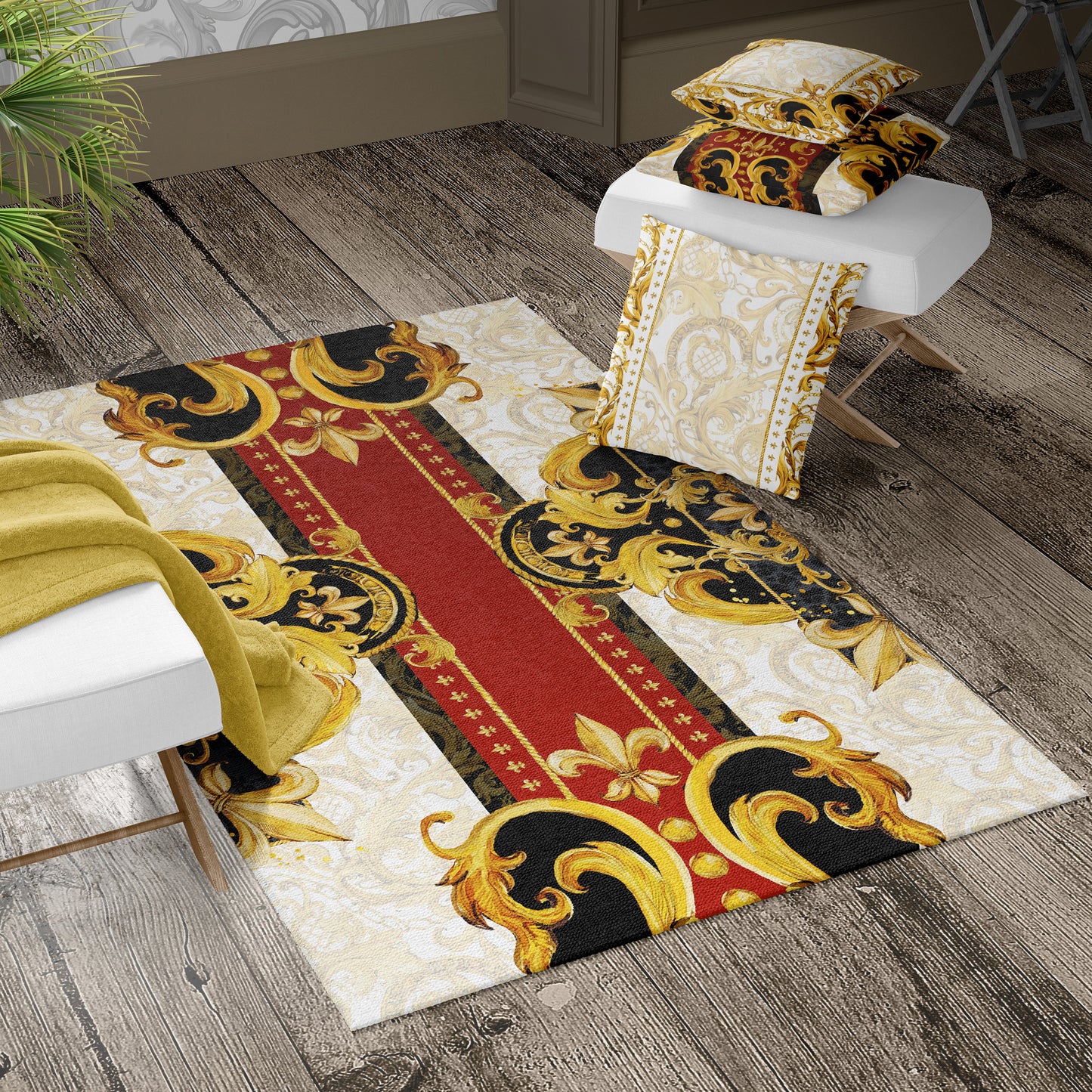 RUG • Carpet • Baroque Eccentric Personalised designs Ancient Greek black Carpet for home decoration