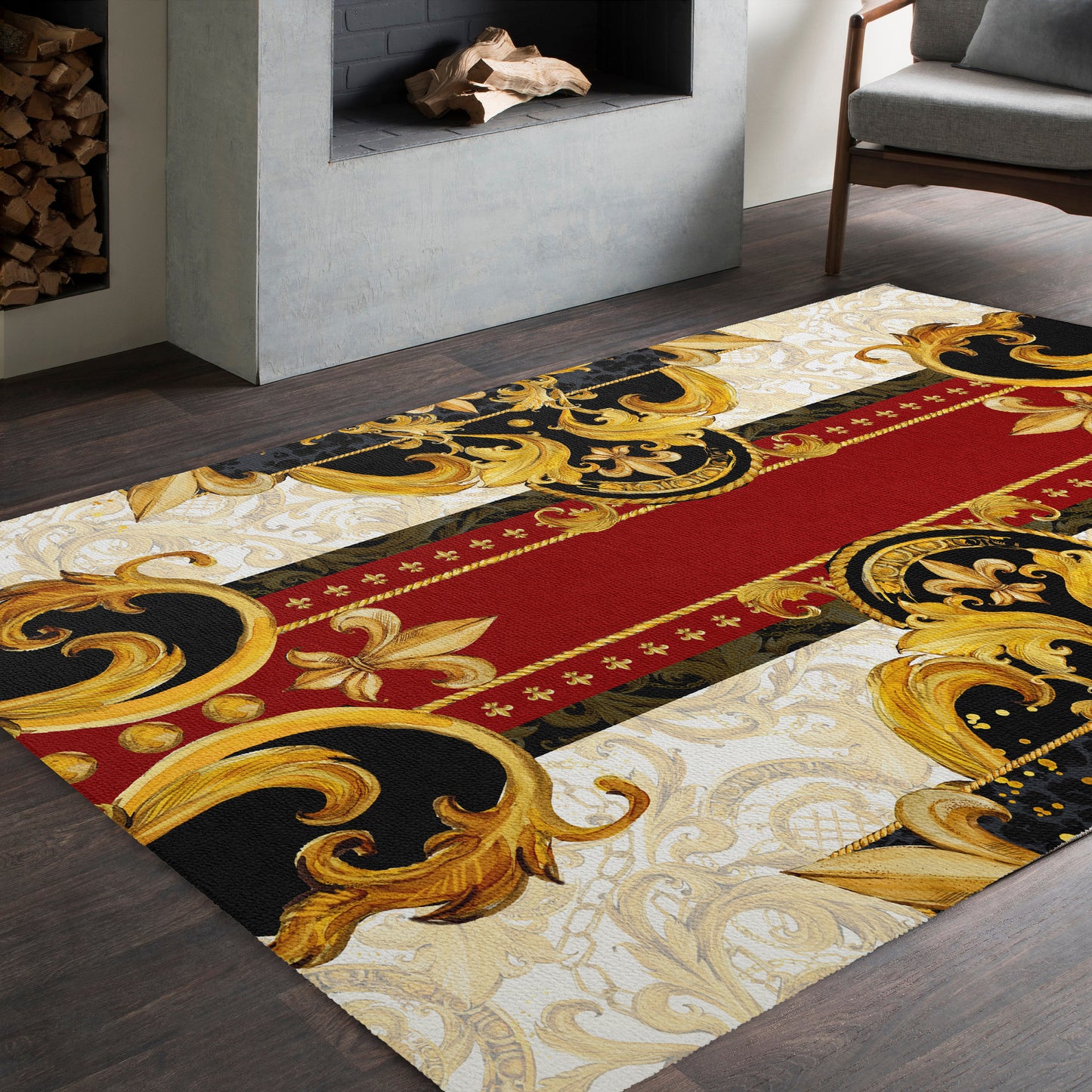 RUG • Carpet • Baroque Eccentric Personalised designs Ancient Greek black Carpet for home decoration