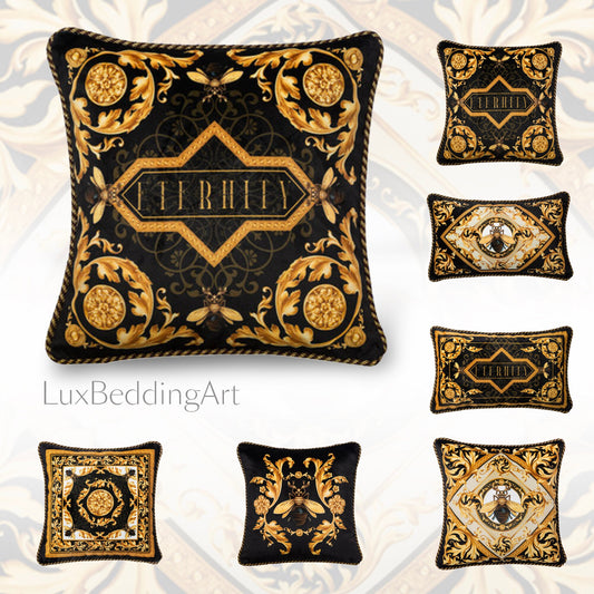 LUXURY Decorative Velvet baroque design cushion cover pillow case 43x43 cm / 35x50 cm • Velvet handmade Pillow cover • Hidden zipper on back