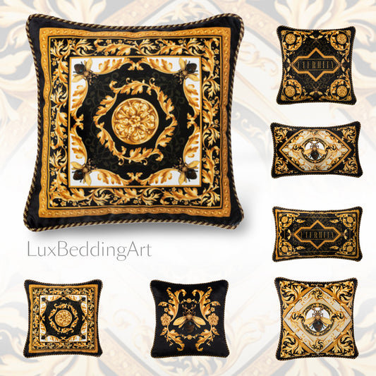 LUXURY Decorative Velvet baroque design cushion cover pillow case 43x43 cm / 35x50 cm • Velvet handmade Pillow cover • Hidden zipper on back