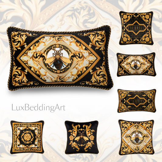 LUXURY Decorative Velvet baroque design cushion cover pillow case 43x43 cm / 35x50 cm • Velvet handmade Pillow cover • Hidden zipper on back