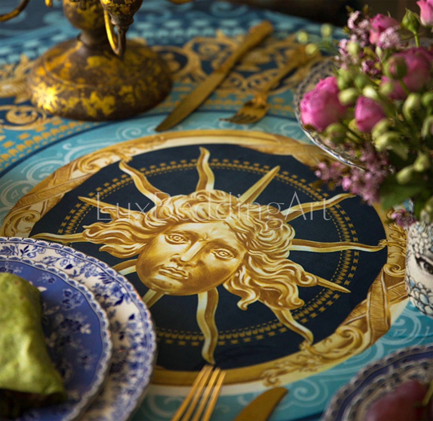 LUXURY Decoration Medusa Velvet baroque design Table Cloth • Tablecloth Rectangle • Dining table