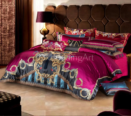 Luxury Premium Large Jacquard with Embroidery Rose Baroque style design Bedding Set  • 4/6/10/12 PCS