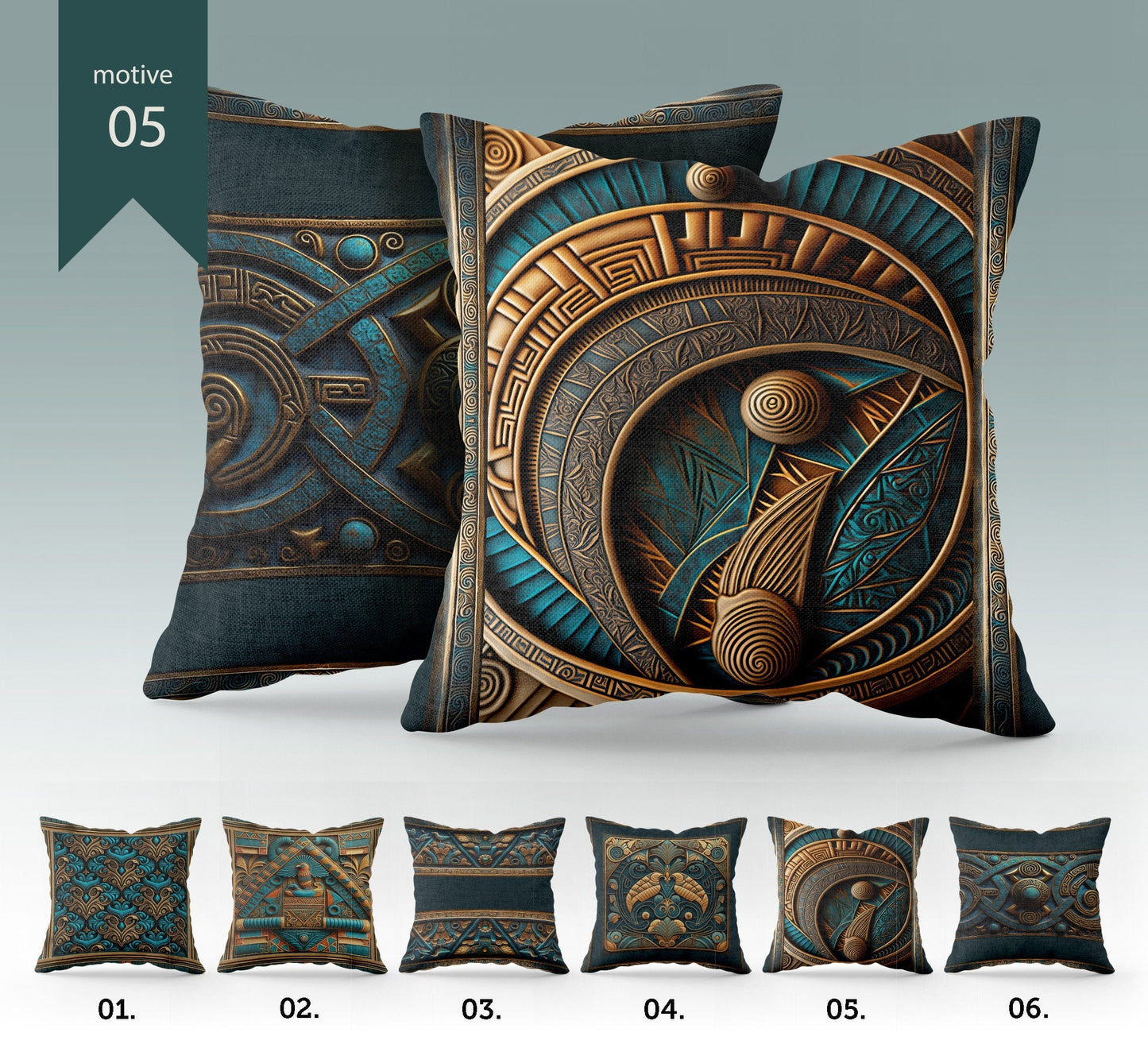 "Apolo" cushion covers set • Art Gift • original Egyptian style design pillow covers • different sizes