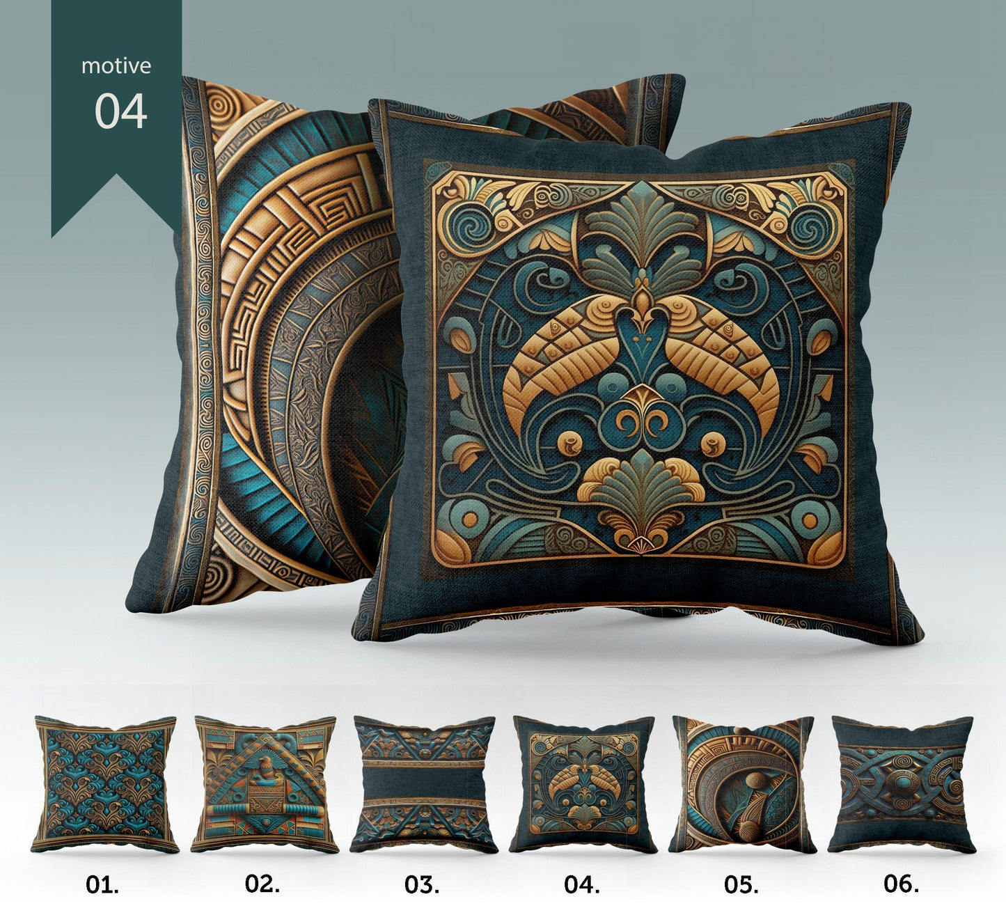 "Apolo" cushion covers set • Art Gift • original Egyptian style design pillow covers • different sizes