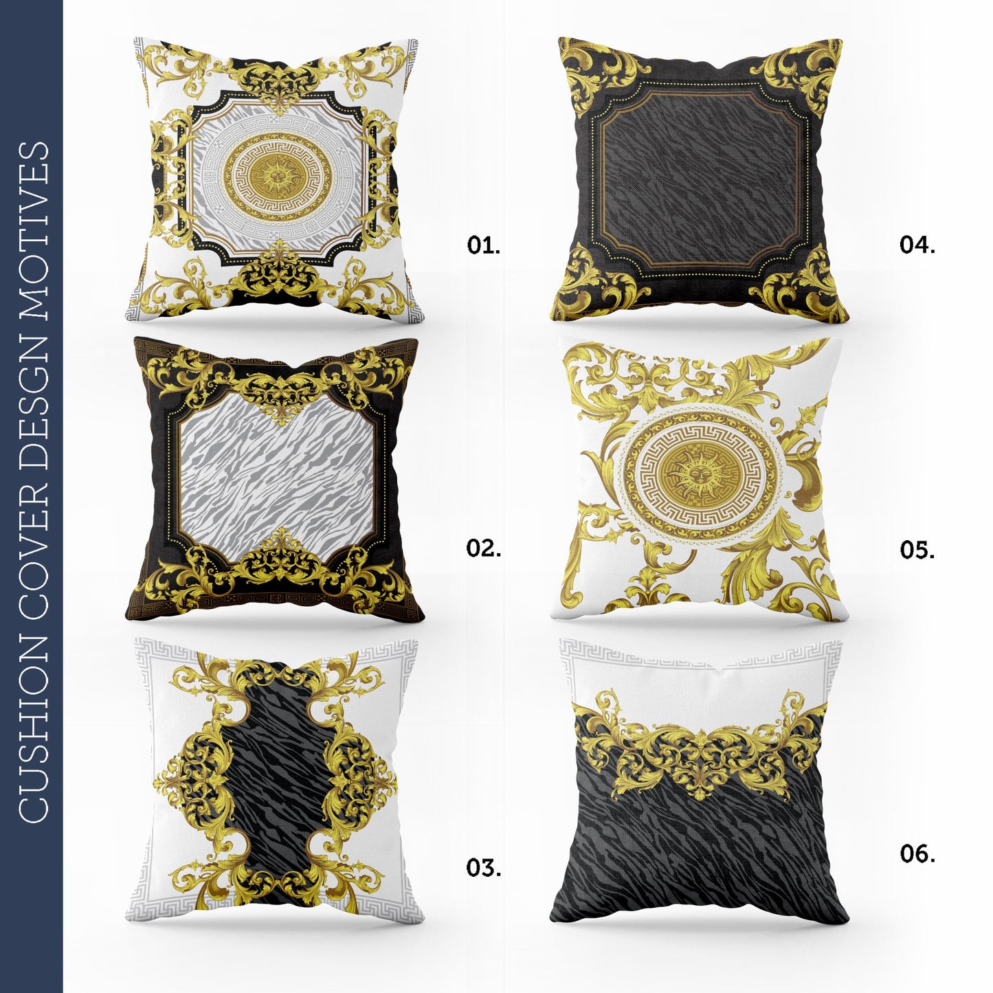 "Reina" cushion covers set • Art Gift • exclusive baroque retro design pillow covers • different sizes