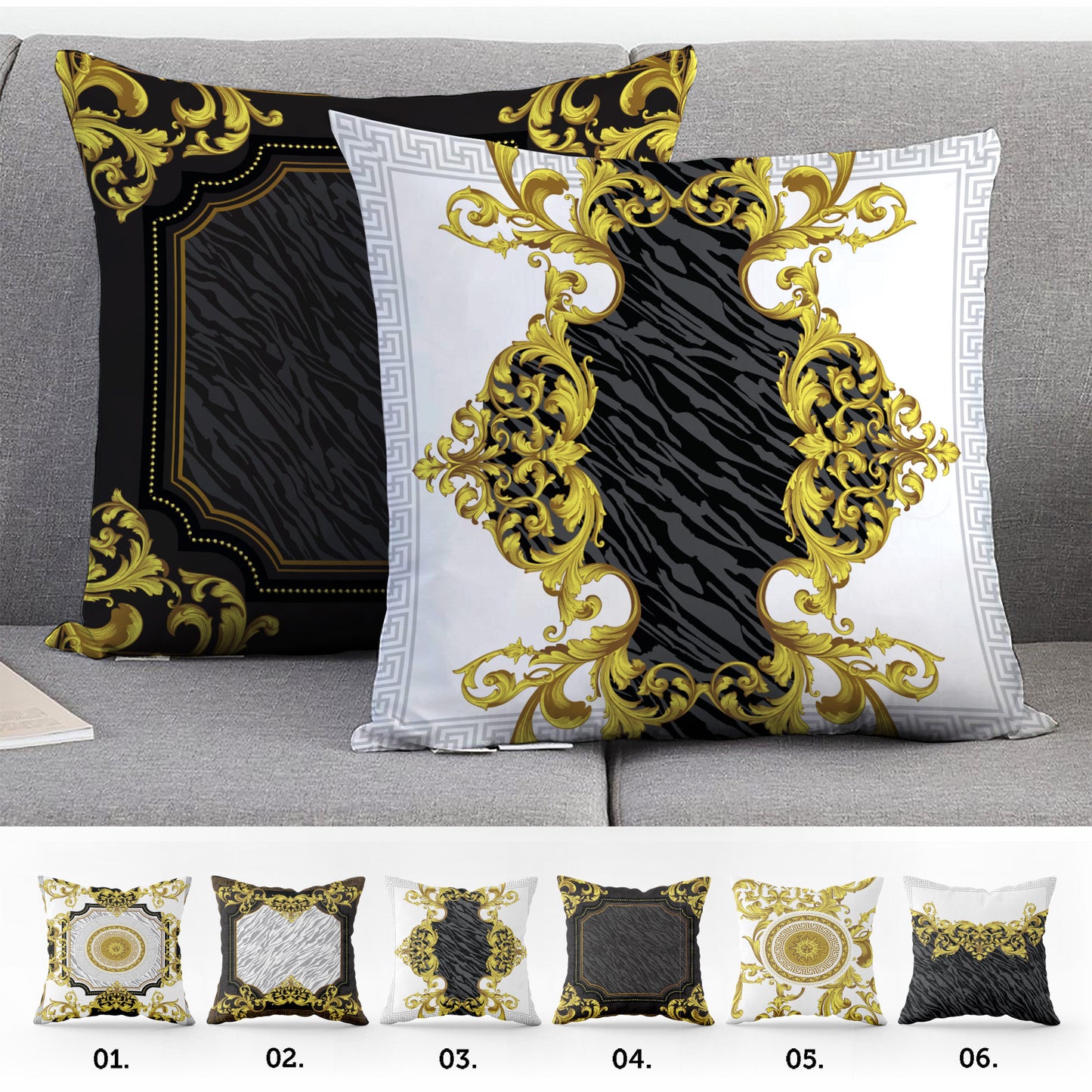 "Reina" cushion covers set • Art Gift • exclusive baroque retro design pillow covers • different sizes