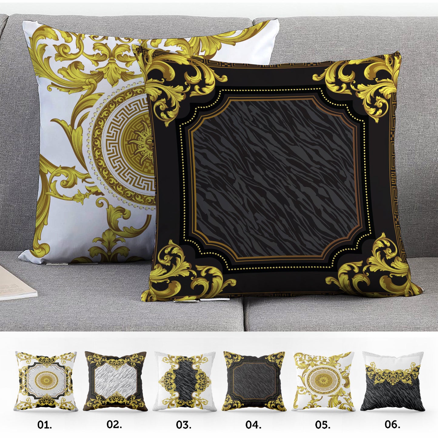 "Reina" cushion covers set • Art Gift • exclusive baroque retro design pillow covers • different sizes