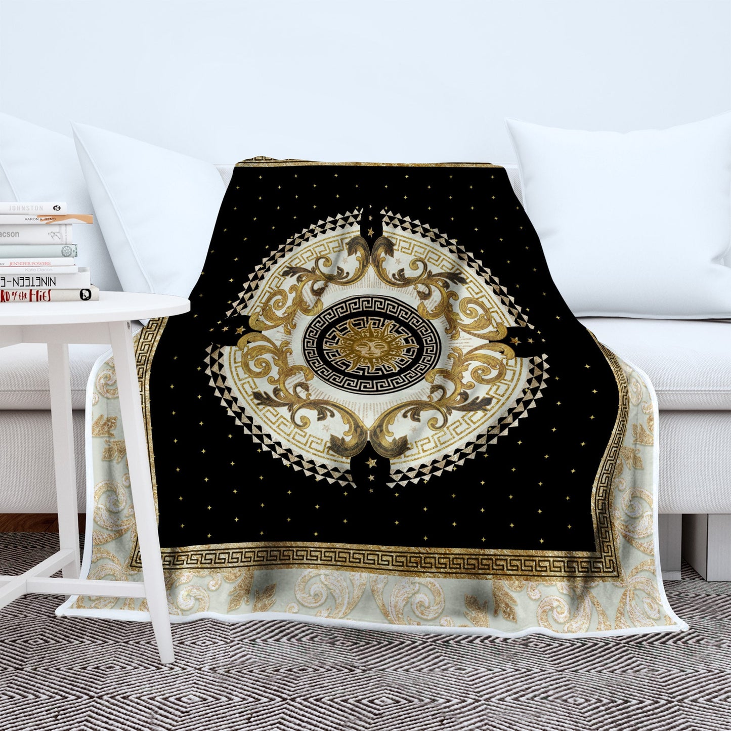 "Romero" Customized  Blanket • exclusive retro baroque black-gold design for sofa • Quilt • Bedspread