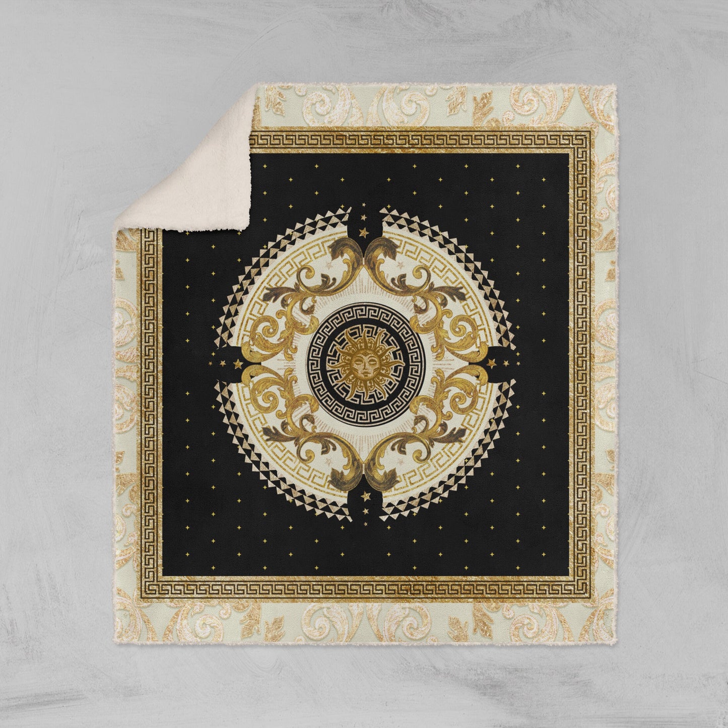 "Romero" Customized  Blanket • exclusive retro baroque black-gold design for sofa • Quilt • Bedspread