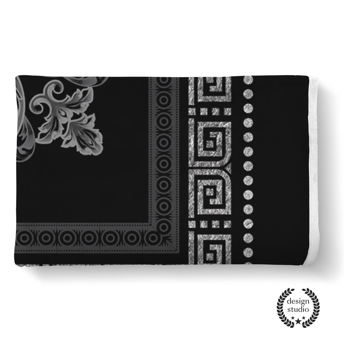 Diseño retro barroco plateado-negro exclusivo personalizado Manta Sofá • Edredón • Colcha