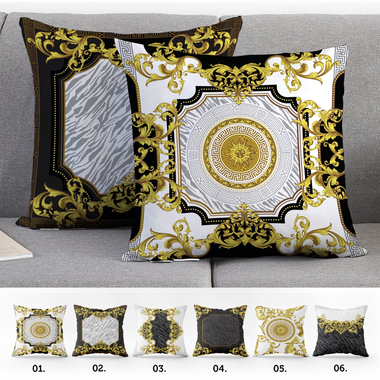 "Reina" cushion covers set • Art Gift • exclusive baroque retro design pillow covers • different sizes