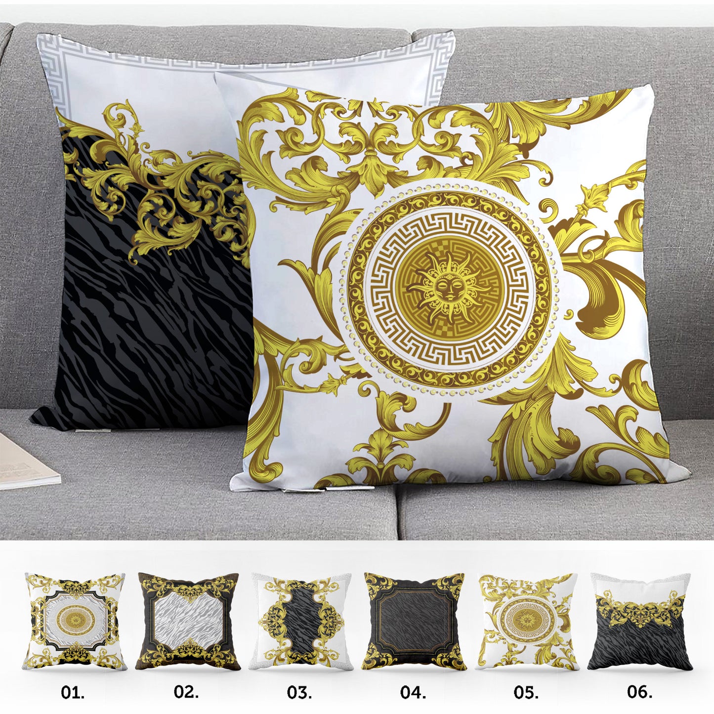 "Reina" cushion covers set • Art Gift • exclusive baroque retro design pillow covers • different sizes