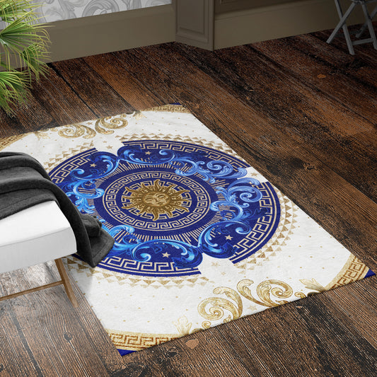 "Noira" RUG • Carpet • Baroque Eccentric Personalised designs Ancient Greek blue Carpet for home decoration