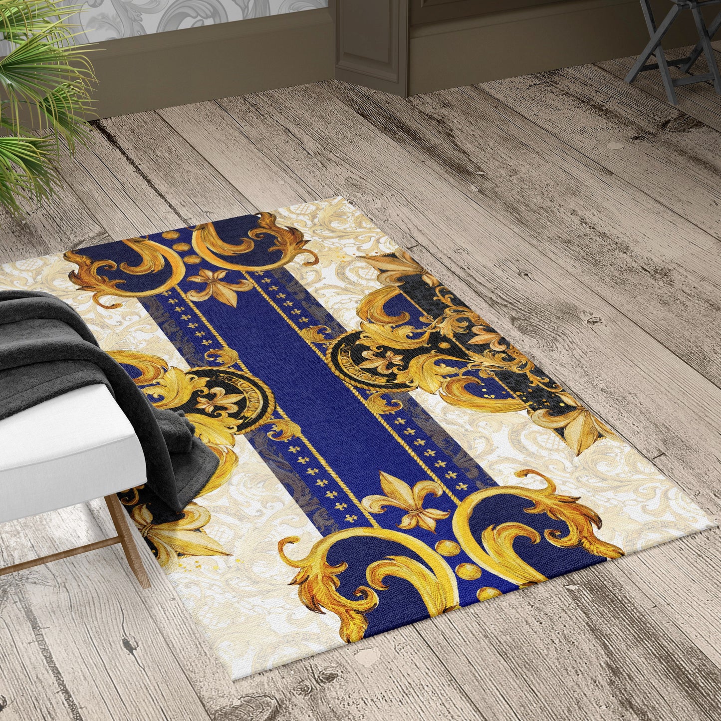 RUG • Carpet • Baroque Eccentric Personalised designs Ancient Greek blue Carpet for home decoration