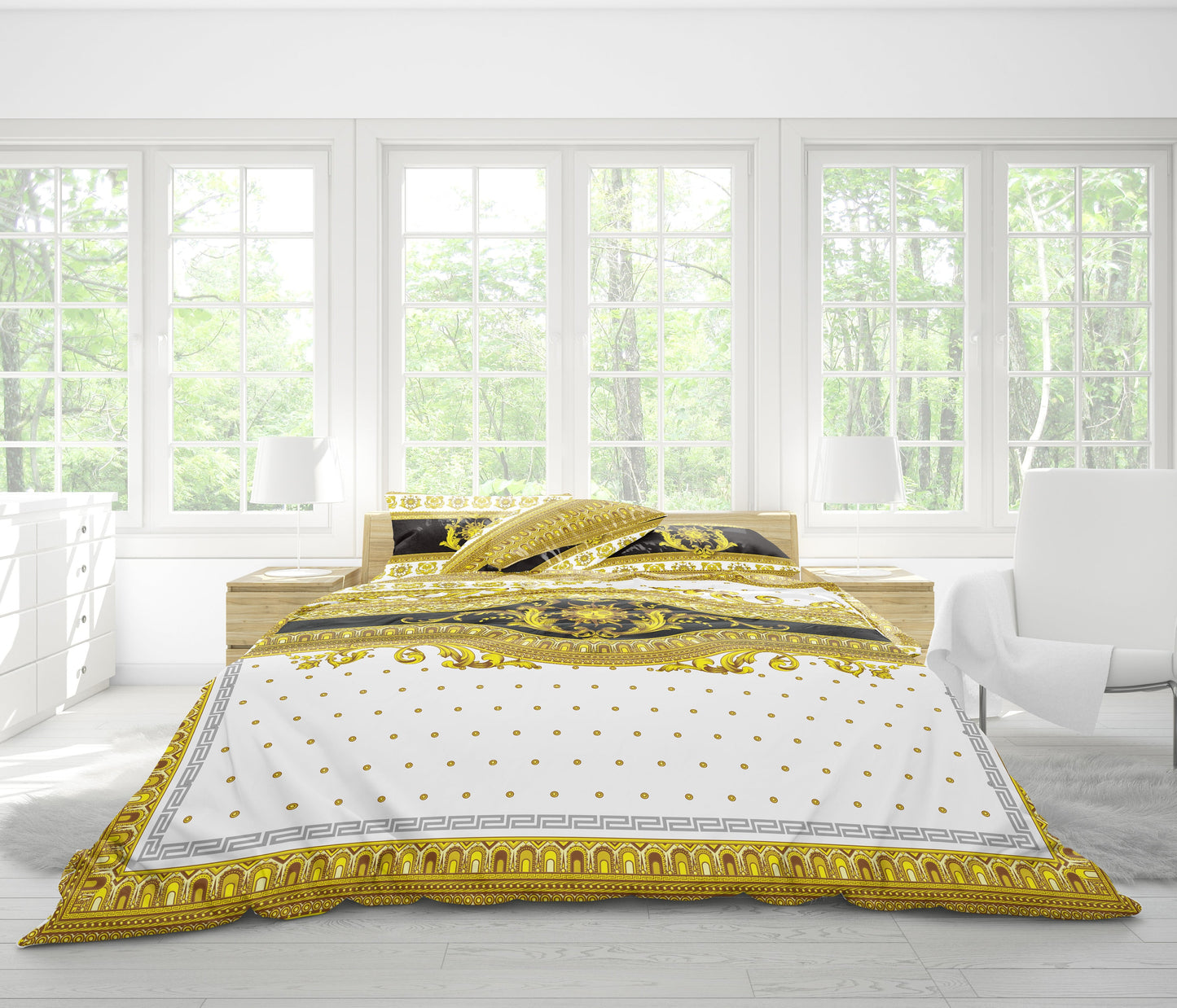 Baroque Eccentric Yellow Personalised Bedding set • your LOGO\letter can be placed • Reversible design • Cotton • microfiber • faux silk