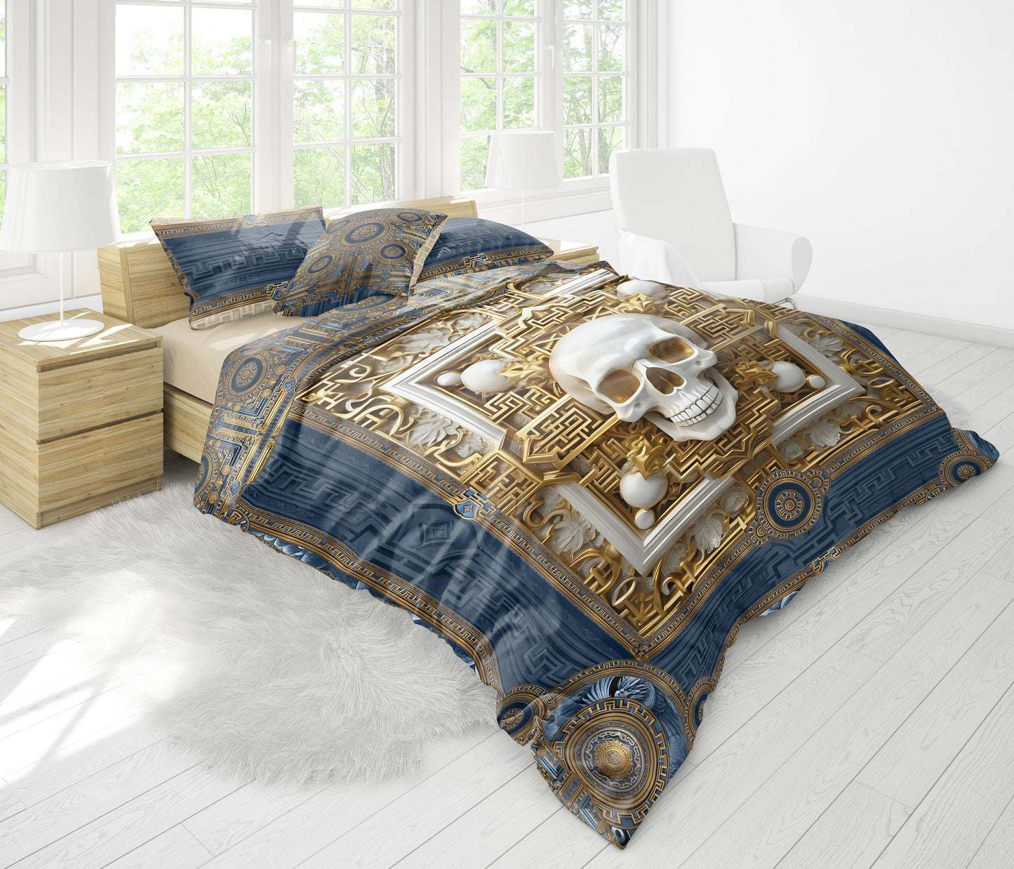 Gothic Skull design Bedding set • Reversible design • Cotton • microfiber • faux silk • AU, EU, USA, queen, king