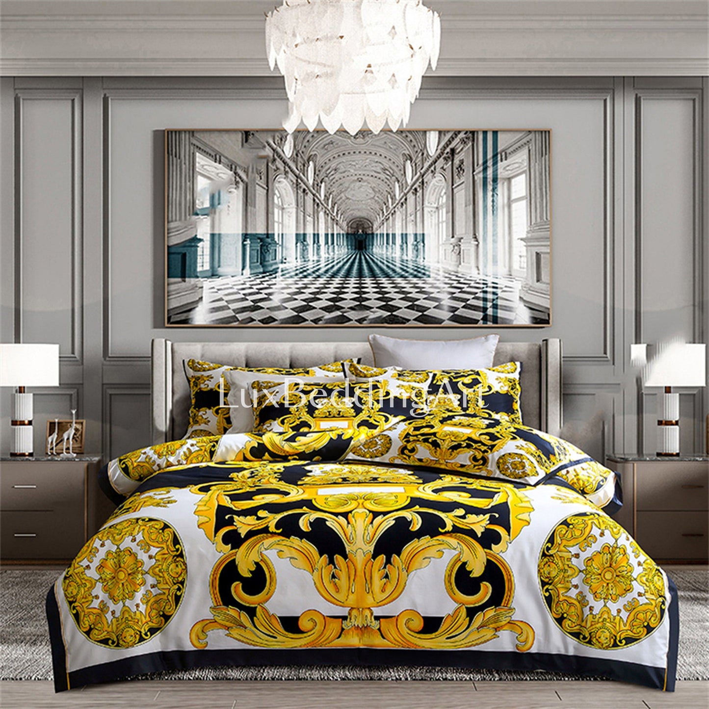 Luxury Elegant Egyptian Cotton Baroque design Silky Soft Bedding Set • Duvet Cover Set • Bed Sheet • Pillowcases