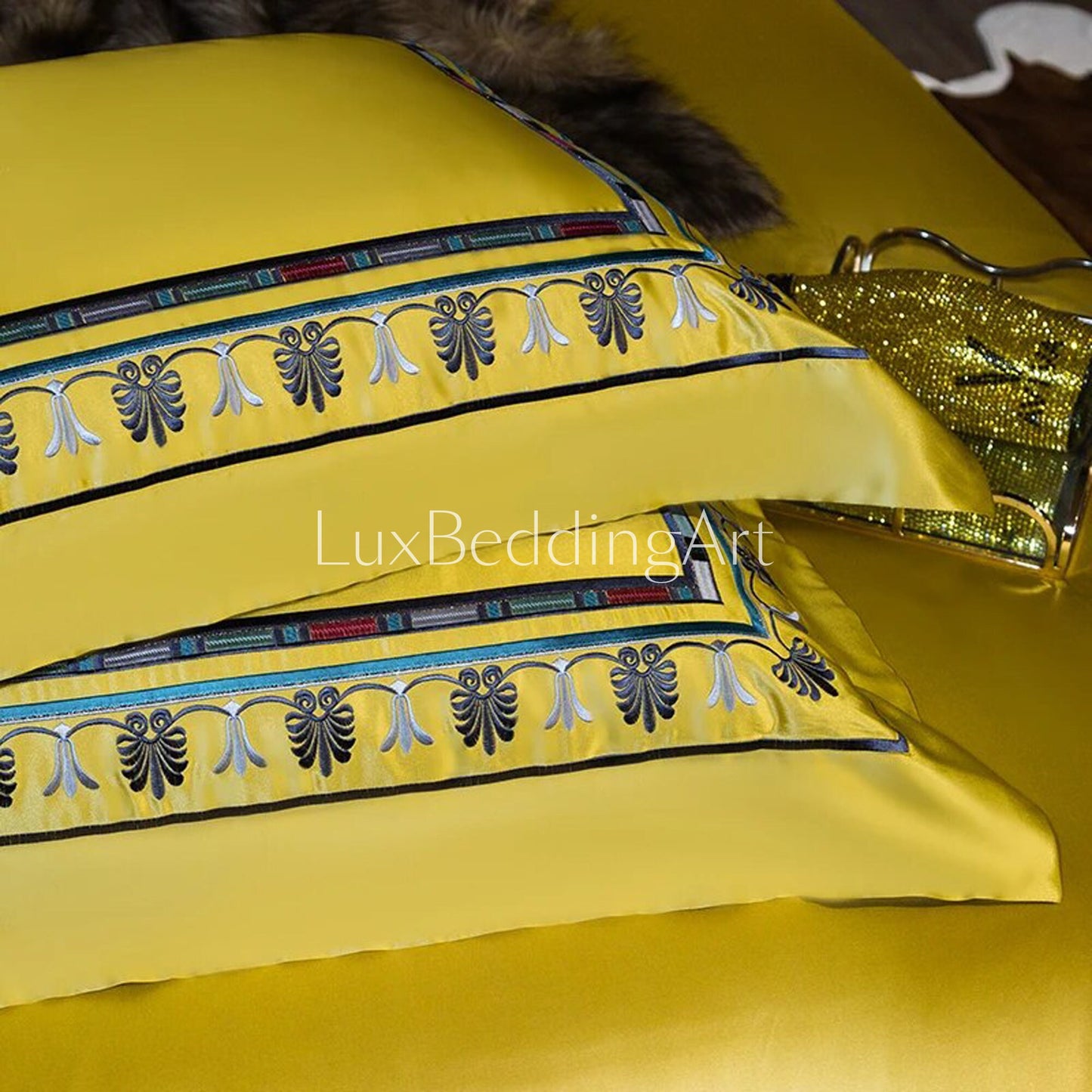 Luxury Elegant Silk Sateen Cotton Delicate Jacquard Silky Soft Bedding Set • Duvet Cover Set • Bed Sheet • Pillowcases