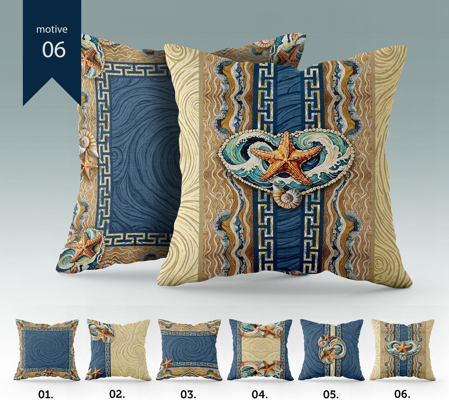 "Begur" cushion covers set • Art Gift • exclusive sea design pillow covers • different sizes