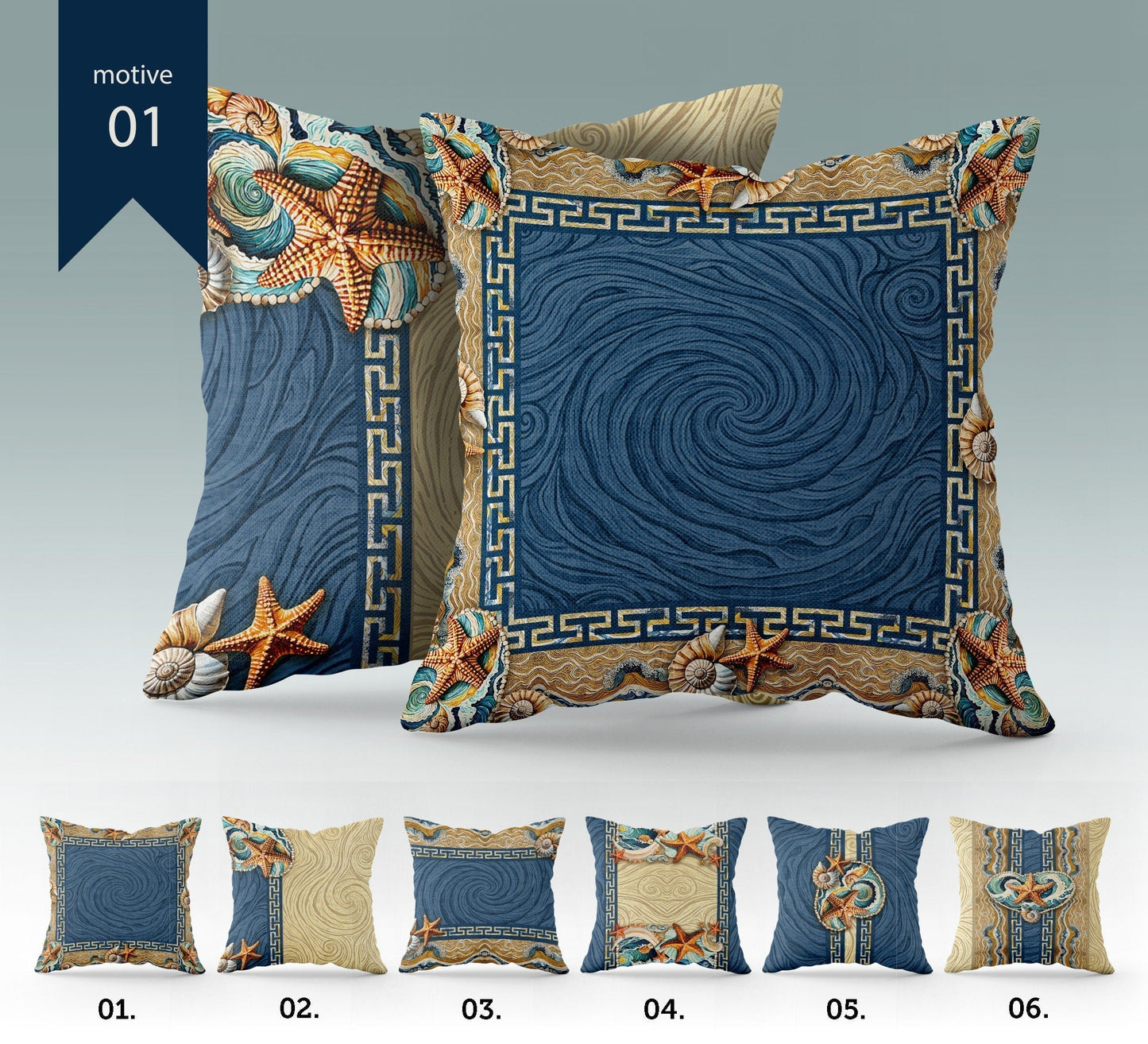 "Begur" cushion covers set • Art Gift • exclusive sea design pillow covers • different sizes