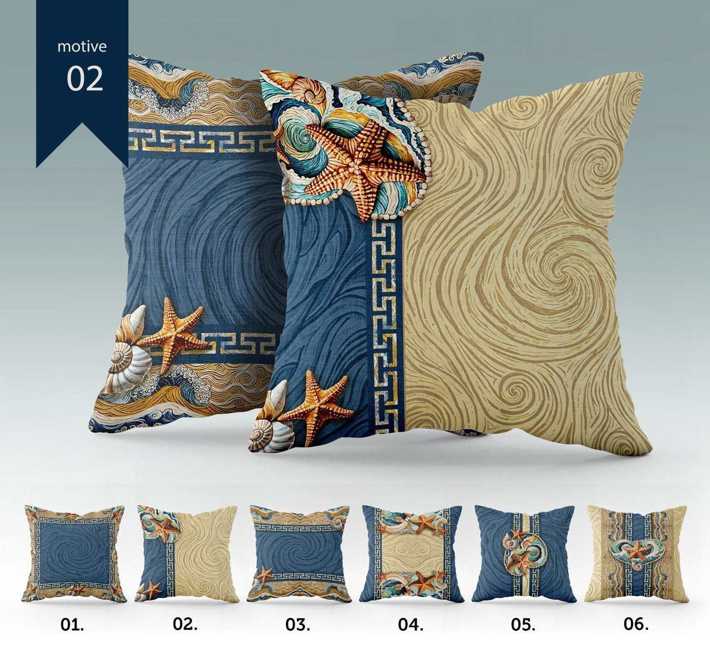 "Begur" cushion covers set • Art Gift • exclusive sea design pillow covers • different sizes