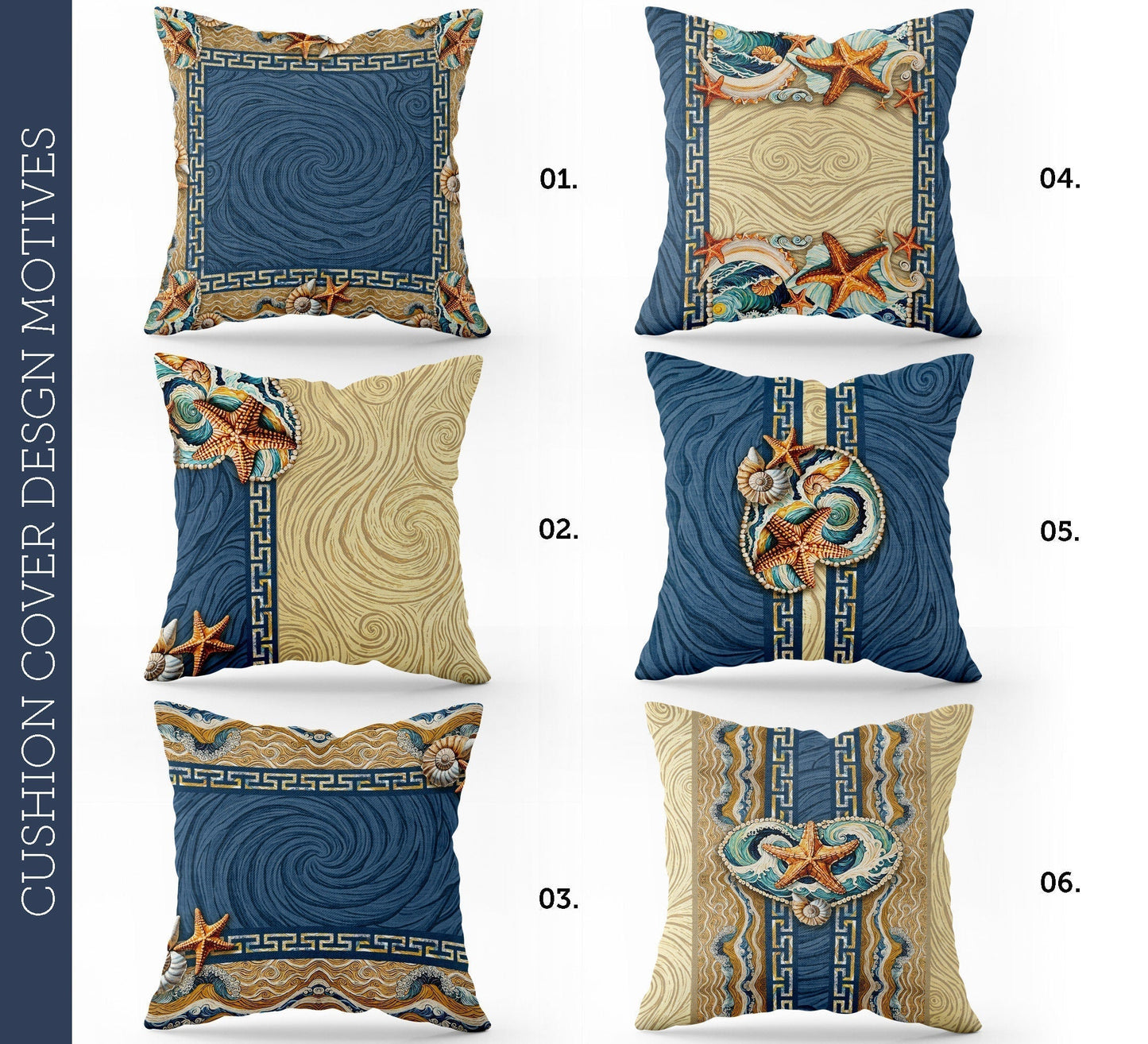 "Begur" cushion covers set • Art Gift • exclusive sea design pillow covers • different sizes