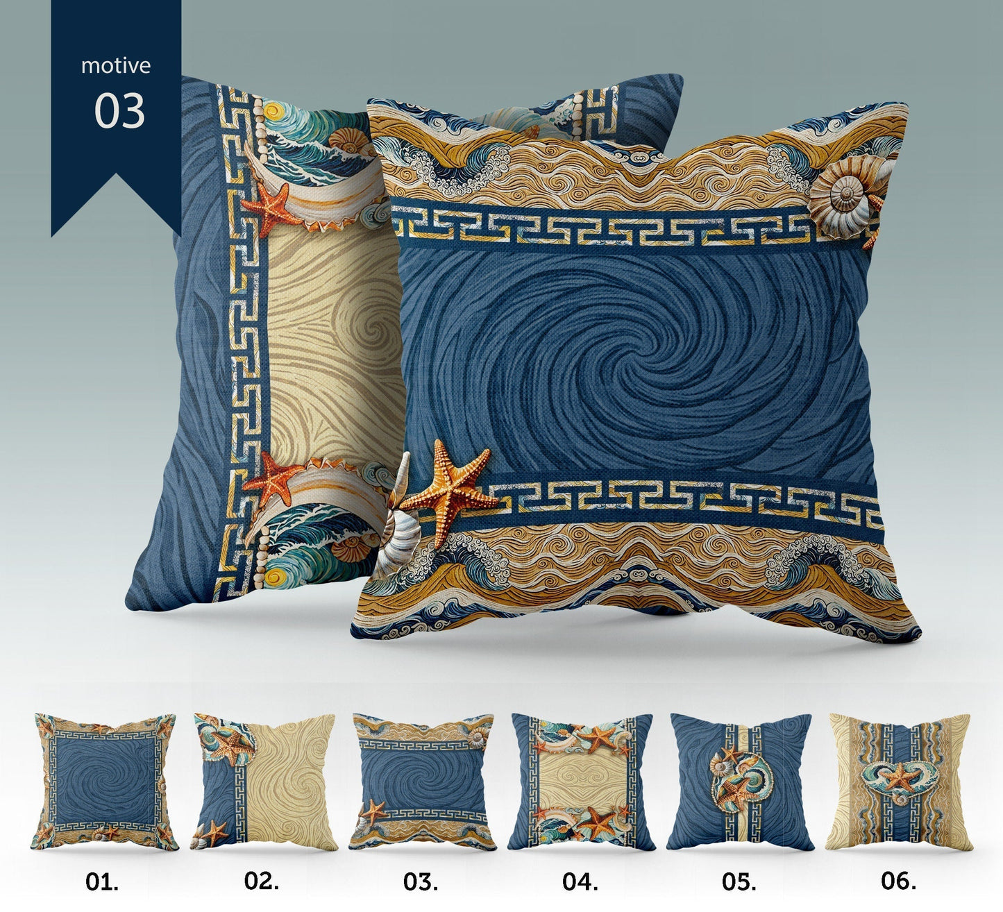 "Begur" cushion covers set • Art Gift • exclusive sea design pillow covers • different sizes