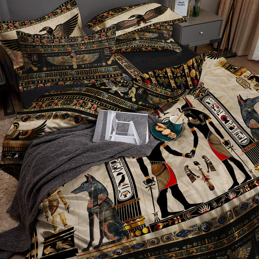 Silk bedding set "Luxor"• eccentric Egypt style reversible design • set 4 pcs