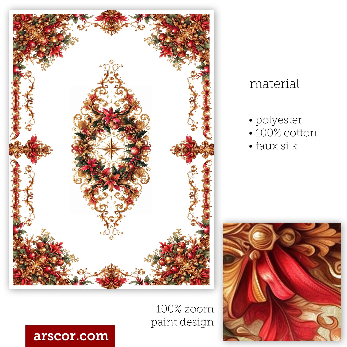 Tablecloth Christmas Exclusive customized style design "Merry white"  • Your logo • polyester • 100% cotton • faux silk